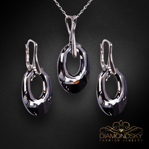 Sudraba komplekts "Helios (Silver Night)" ar Swarovski™ kristāliem